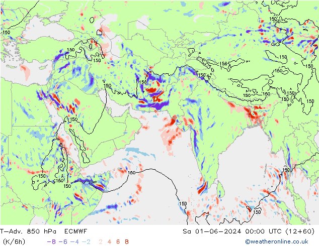 T-Adv. 850 hPa ECMWF Sa 01.06.2024 00 UTC