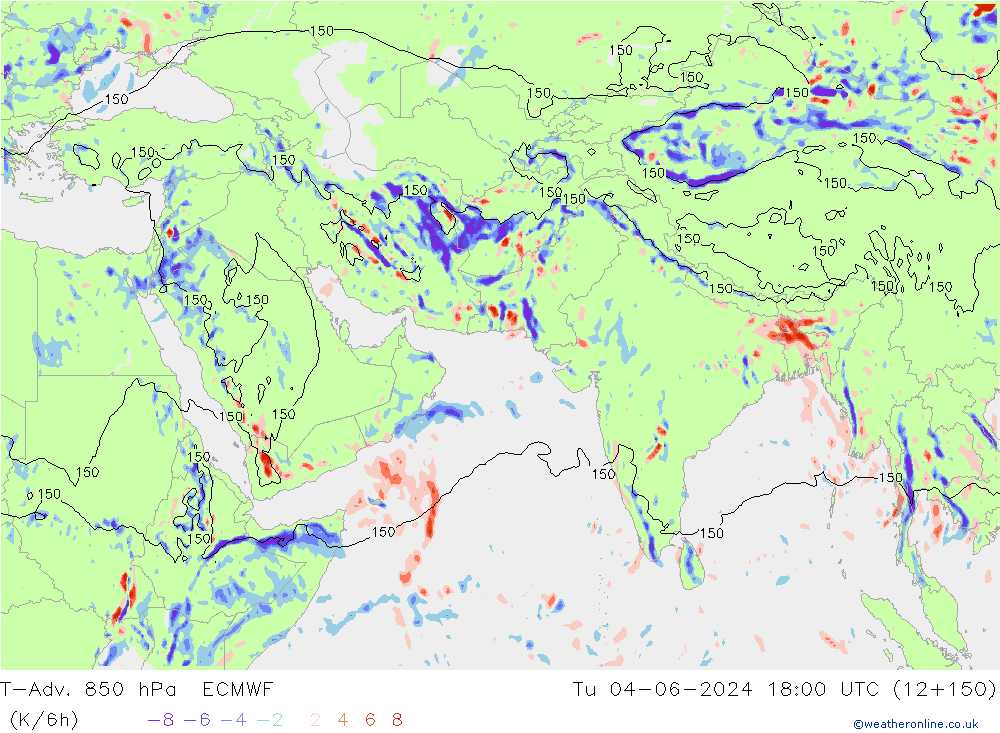 T-Adv. 850 hPa ECMWF Tu 04.06.2024 18 UTC