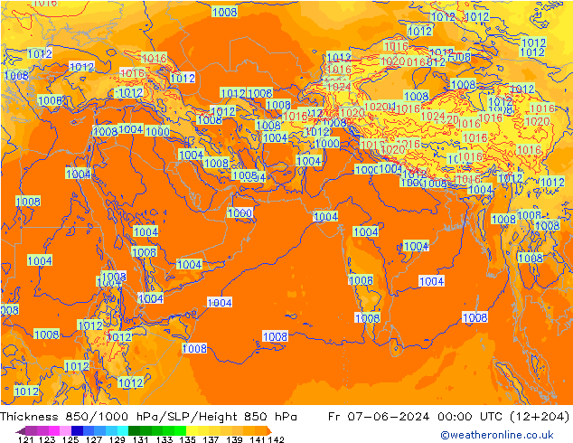 Thck 850-1000 hPa ECMWF Pá 07.06.2024 00 UTC