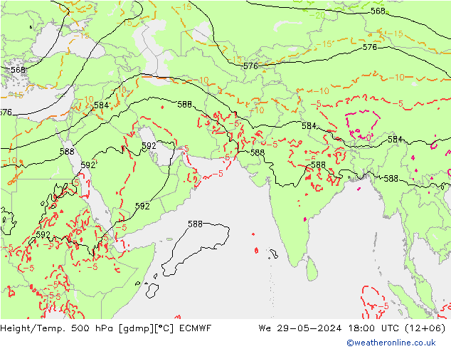 Z500/Rain (+SLP)/Z850 ECMWF 星期三 29.05.2024 18 UTC