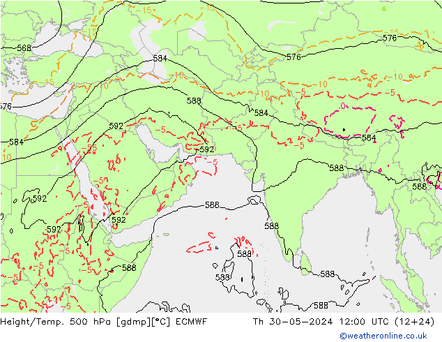 Yükseklik/Sıc. 500 hPa ECMWF Per 30.05.2024 12 UTC