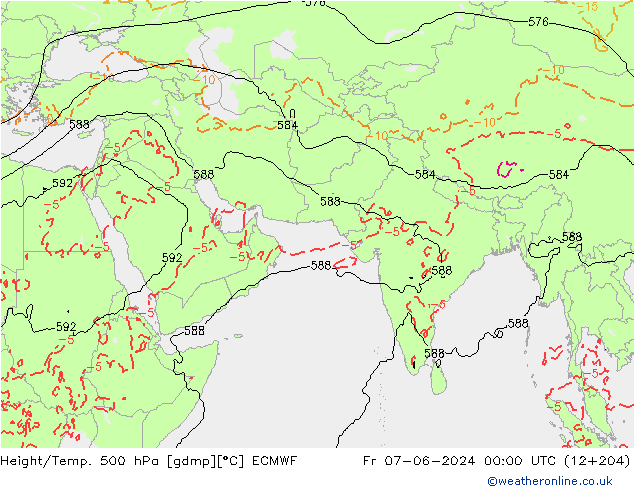 Z500/Rain (+SLP)/Z850 ECMWF ven 07.06.2024 00 UTC