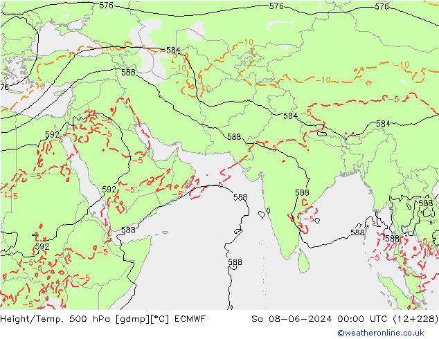 Z500/Rain (+SLP)/Z850 ECMWF сб 08.06.2024 00 UTC