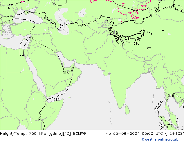 Géop./Temp. 700 hPa ECMWF lun 03.06.2024 00 UTC