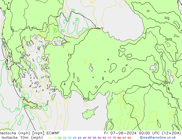 Isotachs (mph) ECMWF Fr 07.06.2024 00 UTC