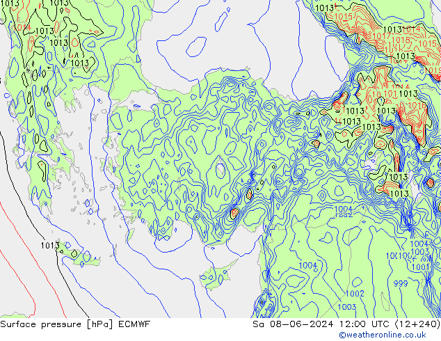 pressão do solo ECMWF Sáb 08.06.2024 12 UTC