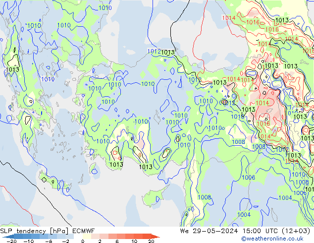 Tendencia de presión ECMWF mié 29.05.2024 15 UTC