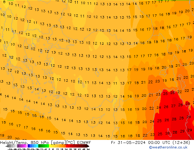 Z500/Yağmur (+YB)/Z850 ECMWF Cu 31.05.2024 00 UTC