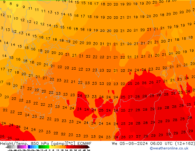 Z500/Rain (+SLP)/Z850 ECMWF mer 05.06.2024 06 UTC