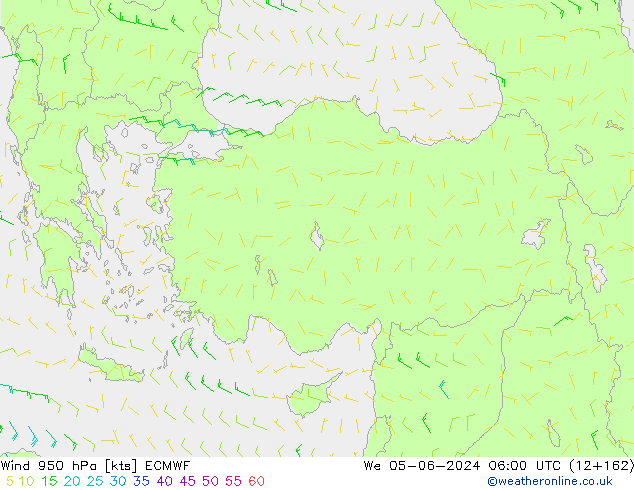 wiatr 950 hPa ECMWF śro. 05.06.2024 06 UTC