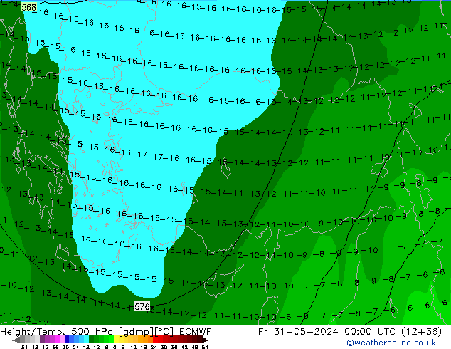 Z500/Yağmur (+YB)/Z850 ECMWF Cu 31.05.2024 00 UTC