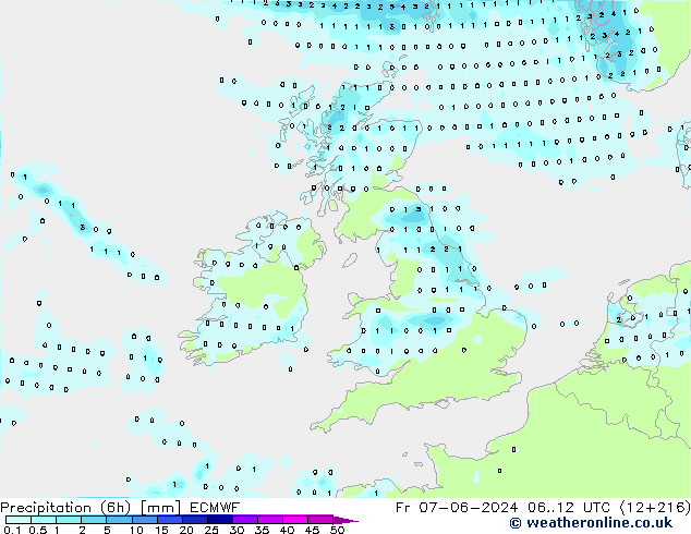 Z500/Rain (+SLP)/Z850 ECMWF Pá 07.06.2024 12 UTC