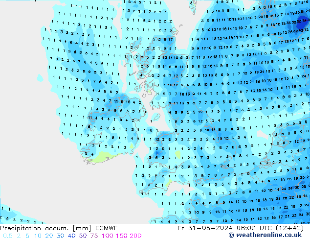 Toplam Yağış ECMWF Cu 31.05.2024 06 UTC