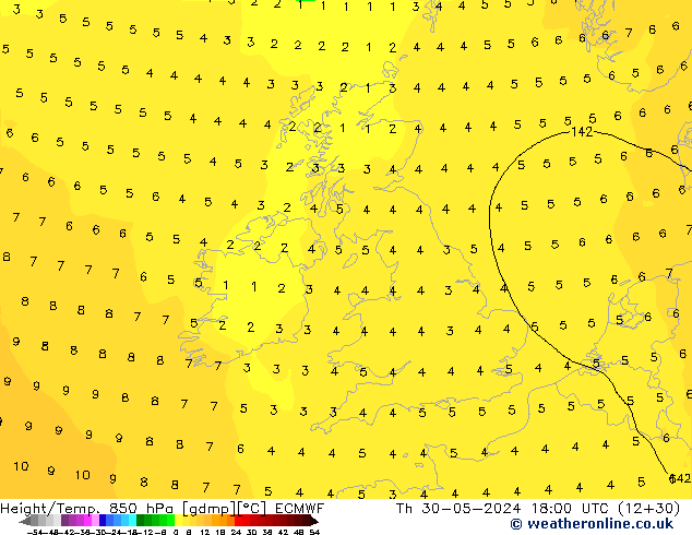 Z500/Rain (+SLP)/Z850 ECMWF  30.05.2024 18 UTC