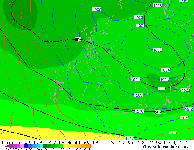 Thck 500-1000hPa ECMWF We 29.05.2024 12 UTC