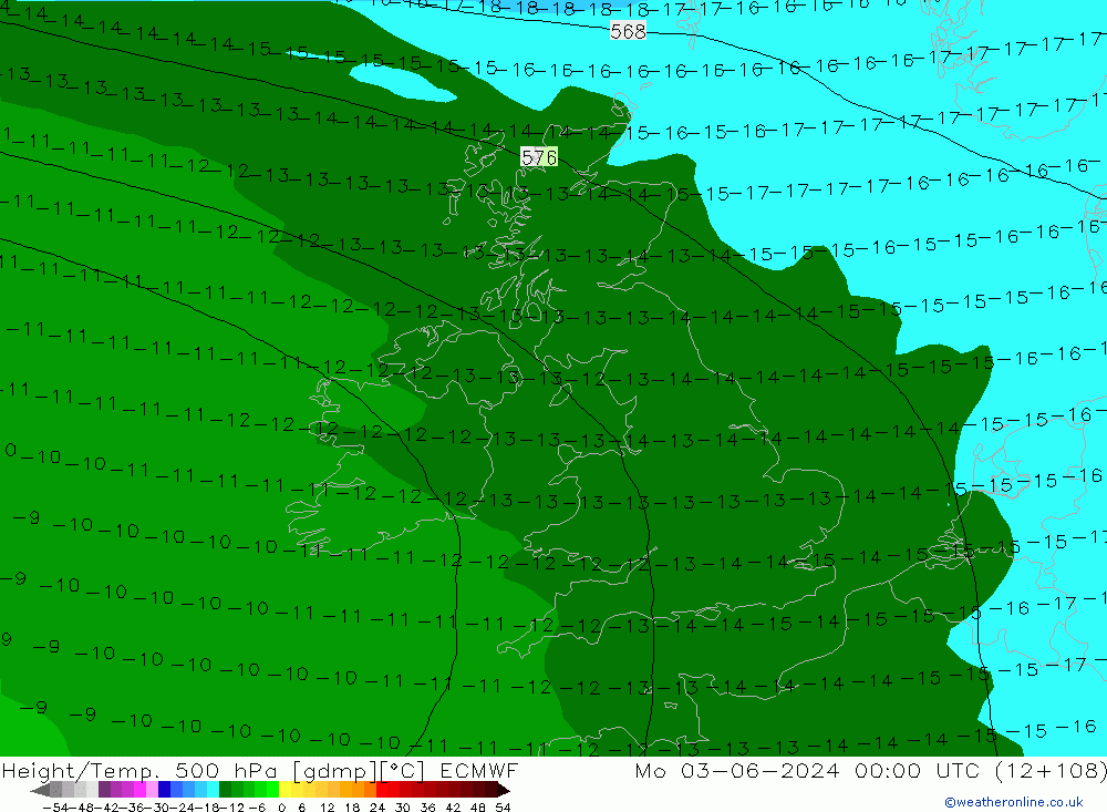 Z500/Rain (+SLP)/Z850 ECMWF Seg 03.06.2024 00 UTC