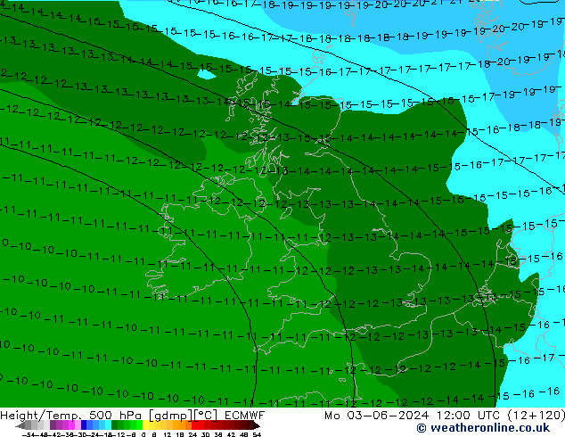 Z500/Rain (+SLP)/Z850 ECMWF  03.06.2024 12 UTC