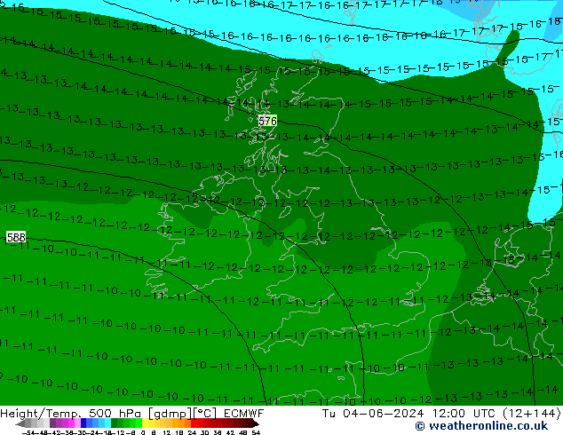 Z500/Yağmur (+YB)/Z850 ECMWF Sa 04.06.2024 12 UTC