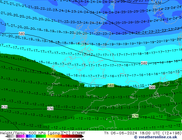 Z500/Rain (+SLP)/Z850 ECMWF jue 06.06.2024 18 UTC