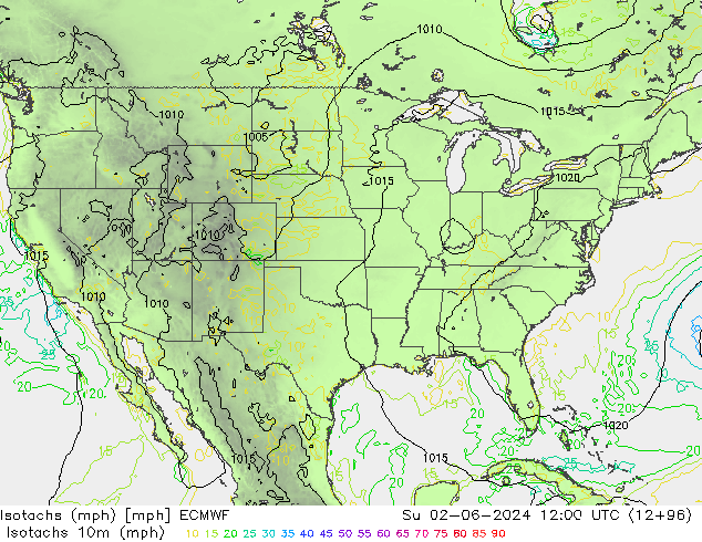 Isotachs (mph) ECMWF Su 02.06.2024 12 UTC