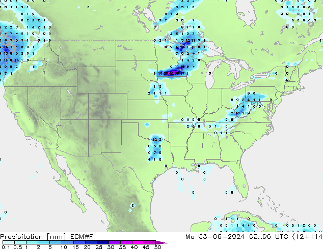 opad ECMWF pon. 03.06.2024 06 UTC