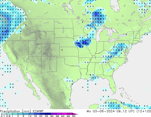 Precipitation ECMWF Mo 03.06.2024 12 UTC