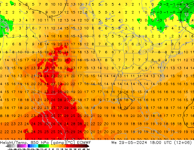 Z500/Rain (+SLP)/Z850 ECMWF We 29.05.2024 18 UTC