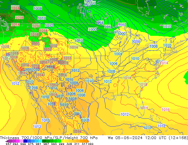 Thck 700-1000 гПа ECMWF ср 05.06.2024 12 UTC