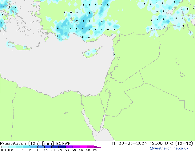 Precipitation (12h) ECMWF Th 30.05.2024 00 UTC