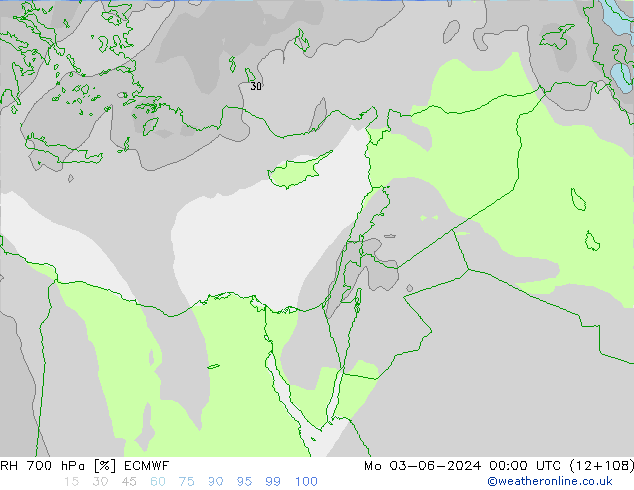 RH 700 hPa ECMWF  03.06.2024 00 UTC