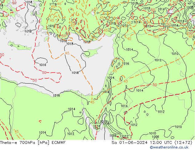 Theta-e 700hPa ECMWF Cts 01.06.2024 12 UTC