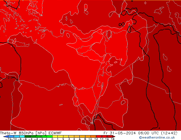 Theta-W 850hPa ECMWF ven 31.05.2024 06 UTC