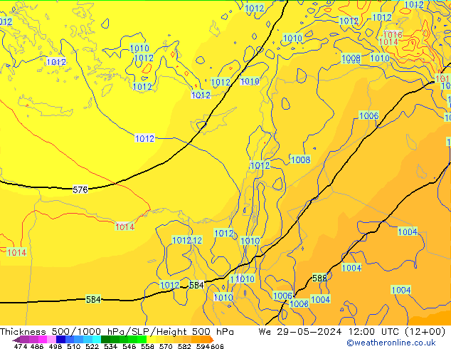 Thck 500-1000hPa ECMWF Qua 29.05.2024 12 UTC