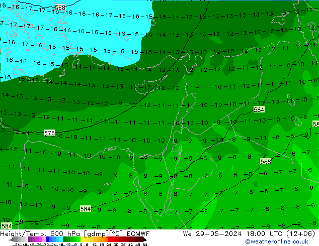 Z500/Rain (+SLP)/Z850 ECMWF mer 29.05.2024 18 UTC