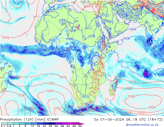 Précipitation (12h) ECMWF sam 01.06.2024 18 UTC