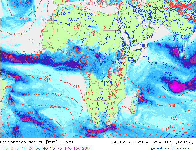 Precipitación acum. ECMWF dom 02.06.2024 12 UTC