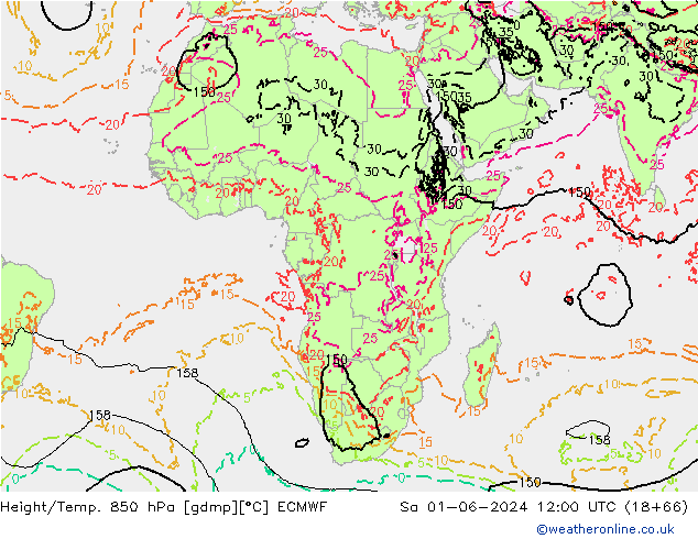 Z500/Yağmur (+YB)/Z850 ECMWF Cts 01.06.2024 12 UTC