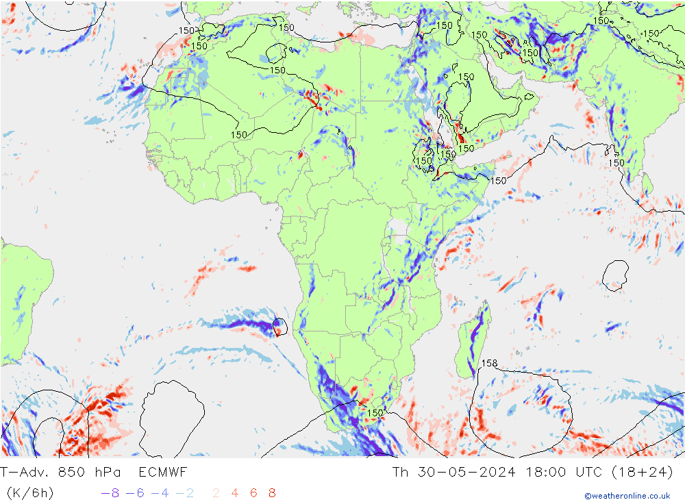 T-Adv. 850 hPa ECMWF  30.05.2024 18 UTC