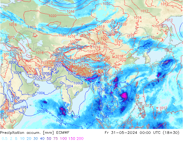 Toplam Yağış ECMWF Cu 31.05.2024 00 UTC