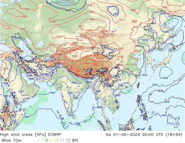 High wind areas ECMWF Sa 01.06.2024 00 UTC