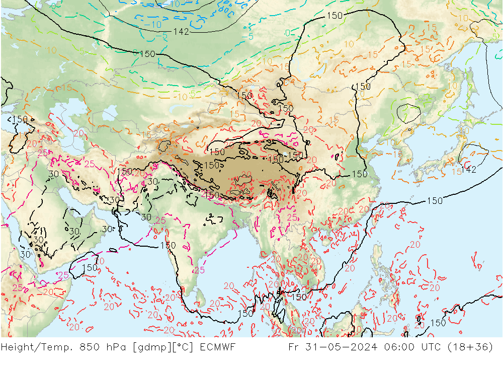 Z500/Rain (+SLP)/Z850 ECMWF  31.05.2024 06 UTC