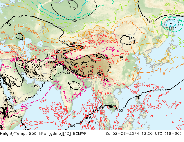 Z500/Rain (+SLP)/Z850 ECMWF Dom 02.06.2024 12 UTC