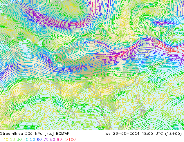 ветер 300 гПа ECMWF ср 29.05.2024 18 UTC