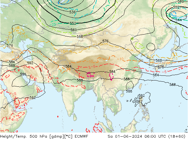 Z500/Rain (+SLP)/Z850 ECMWF Sa 01.06.2024 06 UTC