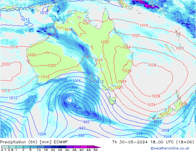 Z500/Rain (+SLP)/Z850 ECMWF Th 30.05.2024 00 UTC