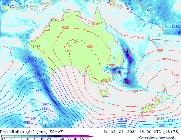 Z500/Rain (+SLP)/Z850 ECMWF Dom 02.06.2024 00 UTC