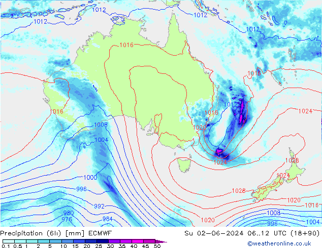 Z500/Rain (+SLP)/Z850 ECMWF  02.06.2024 12 UTC