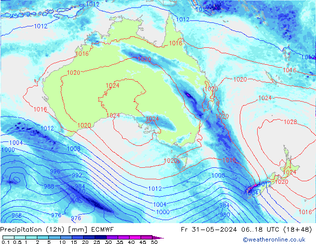 Precipitation (12h) ECMWF Fr 31.05.2024 18 UTC