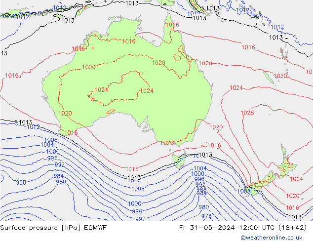 Surface pressure ECMWF Fr 31.05.2024 12 UTC