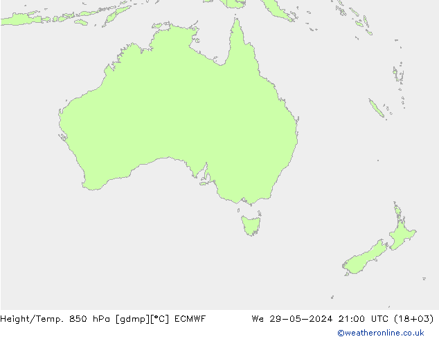 Height/Temp. 850 hPa ECMWF śro. 29.05.2024 21 UTC